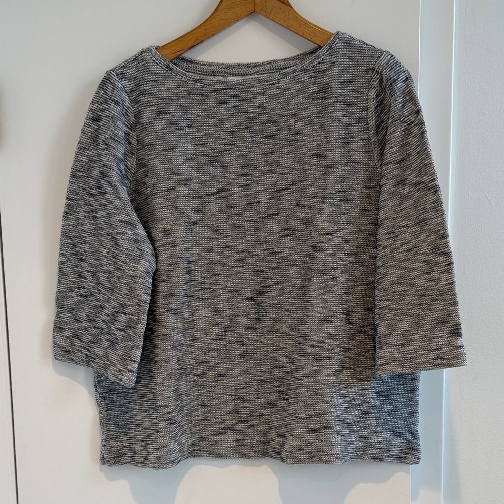 Pure Jill Women’s Gray Women's 3/4 sleeve Cotton Top, size Large